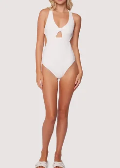 Lost + Wander Swim*Sea Me Knotted One-Piece Swimsuit WHITE