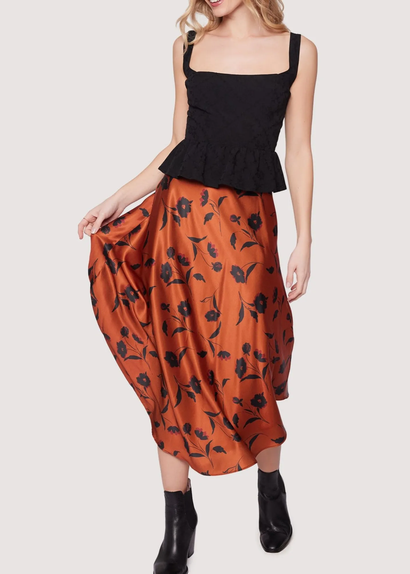Lost + Wander Skirts*Sepia Dahlia Skirt BROWN-FLORAL