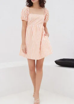Lost + Wander Dresses*Sunset Stripe Mini Dress WHITE-ORANGE-STRIPE