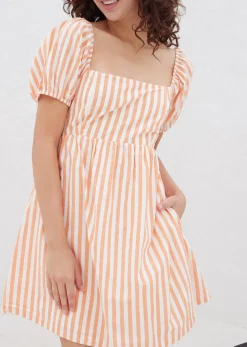 Lost + Wander Dresses*Sunset Stripe Mini Dress WHITE-ORANGE-STRIPE