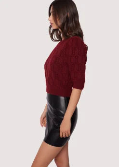 Lost + Wander Sweaters*Sydney Short Sleeve Top BURGUNDY