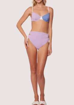Lost + Wander Sets*Tan Line Trio Lace Up Bikini Bottom BLUE-LAVENDER-CREAM