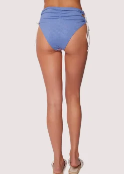 Lost + Wander Swim*Tan Line Trio Lace Up Bikini Bottom BLUE-LAVENDER-CREAM