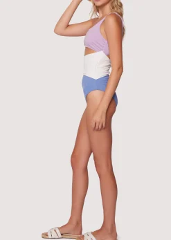 Lost + Wander Swim*Tan Line Trio One-Piece Swimsuit BLUE-LAVENDER-CREAM