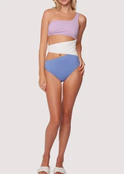 Lost + Wander Swim*Tan Line Trio One-Piece Swimsuit BLUE-LAVENDER-CREAM