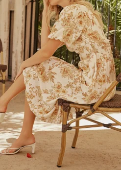 Lost + Wander Dresses*Toasted Rose Midi Dress BROWN-FLORAL