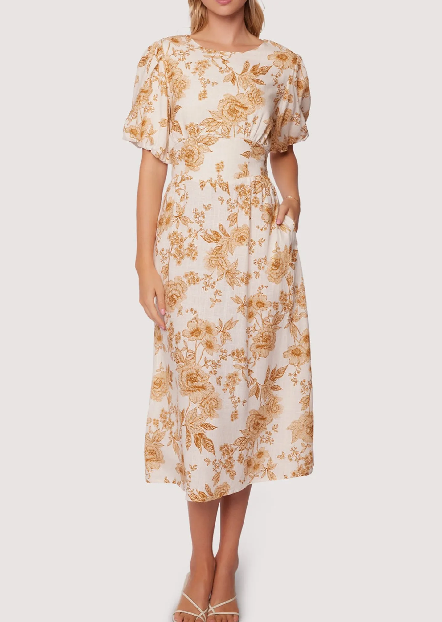 Lost + Wander Dresses*Toasted Rose Midi Dress BROWN-FLORAL
