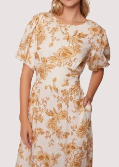 Lost + Wander Dresses*Toasted Rose Midi Dress BROWN-FLORAL