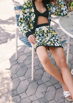 Lost + Wander Skirts*Tropical Daydream Mini Skirt BLACK-YELLOW-FLORAL