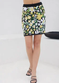 Lost + Wander Skirts*Tropical Daydream Mini Skirt BLACK-YELLOW-FLORAL