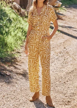 Lost + Wander Romper and Jumpsuits*Vintage Vacay Jumpsuit ORANGE-WHITE-GRAPHIC