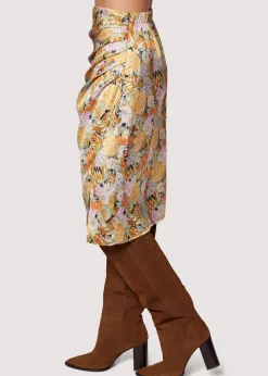 Lost + Wander Skirts*Wildflower Dusk Midi Skirt OLIVE-MULTI-FLORAL