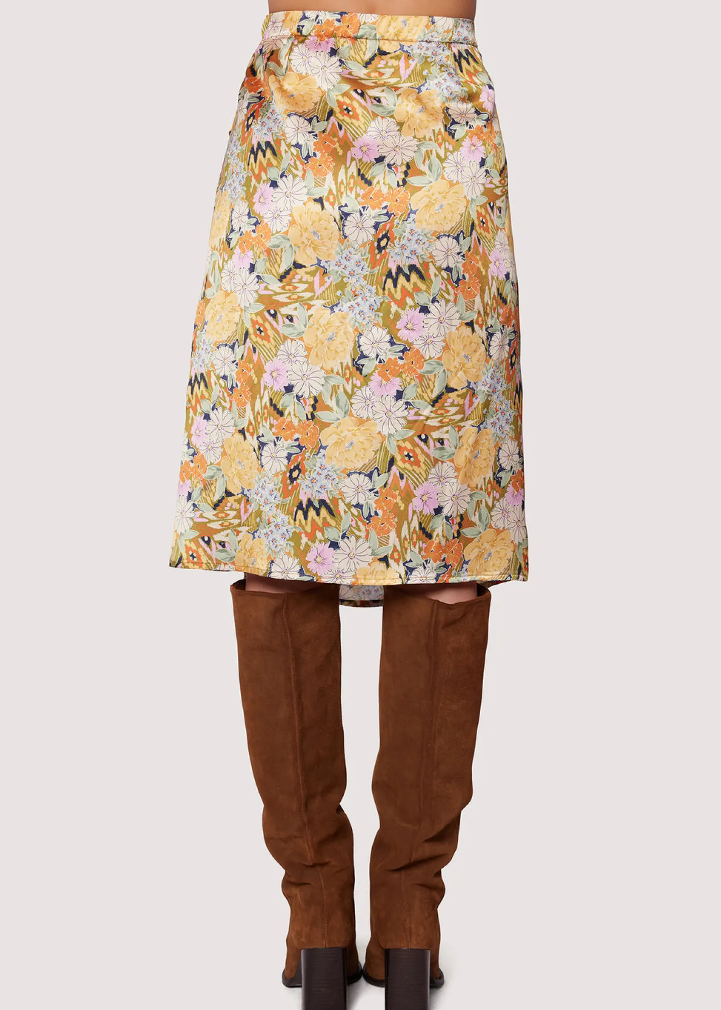 Lost + Wander Skirts*Wildflower Dusk Midi Skirt OLIVE-MULTI-FLORAL