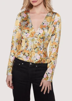 Lost + Wander Tops*Wildflower Dusk Top OLIVE-MULTI-FLORAL