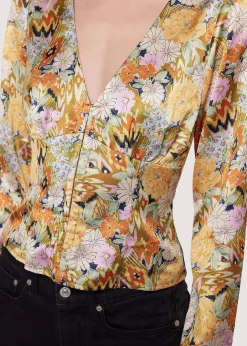 Lost + Wander Tops*Wildflower Dusk Top OLIVE-MULTI-FLORAL