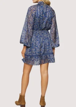 Lost + Wander Dresses*Wish Upon Mini Dress NAVY GOLD PAISLEY