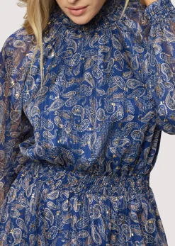 Lost + Wander Dresses*Wish Upon Mini Dress NAVY GOLD PAISLEY