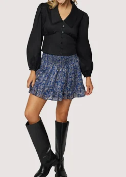 Lost + Wander Skirts*Wish Upon Mini Skirt NAVY GOLD PAISLEY