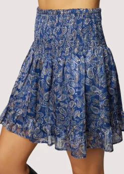 Lost + Wander Skirts*Wish Upon Mini Skirt NAVY GOLD PAISLEY