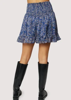 Lost + Wander Skirts*Wish Upon Mini Skirt NAVY GOLD PAISLEY