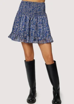 Lost + Wander Skirts*Wish Upon Mini Skirt NAVY GOLD PAISLEY